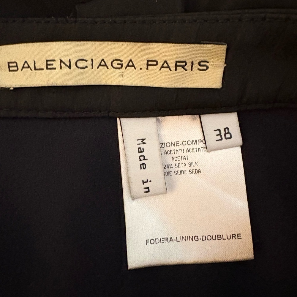 Balenciaga Black Silk Bubble Skirt w Pockets Zip Back Closure EU38 US 6 - Picture 8 of 10